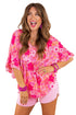Floral Print Ruffled Half Sleeve Plus Size Babydoll Blouse